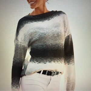 NWT Lascana Stylish Black and Gray Ombre Boat Neck Long Sleeve Sweater Wm Sz S